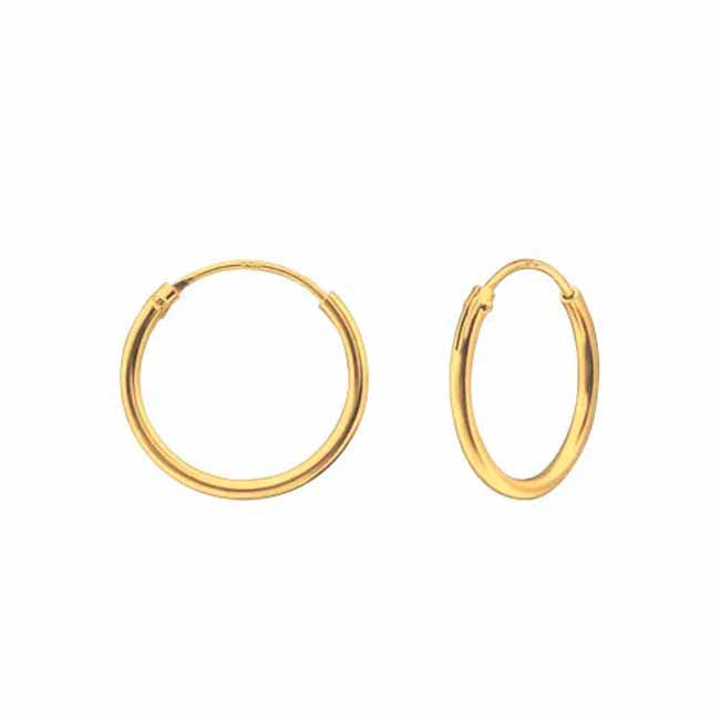 Kullatut hopeakorvarenkaat 1,2 mm