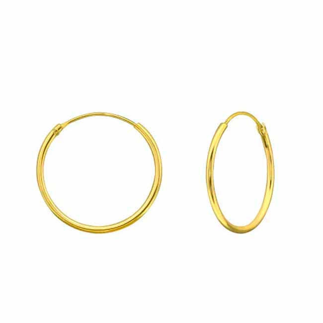 Kullatut hopeakorvarenkaat 1,2 mm