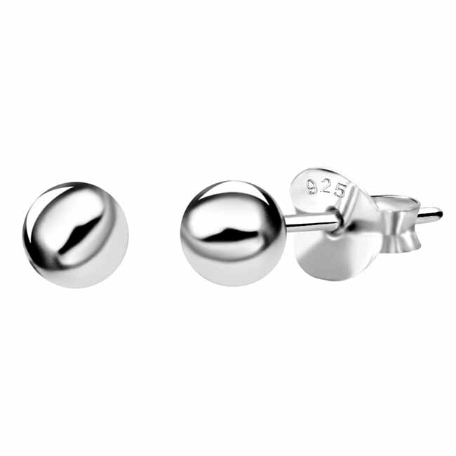 Pallokorvakorut hopeaa 4 mm