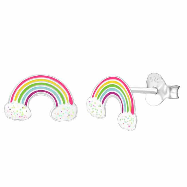 Hopeakorvakorut sateenkaari glitter