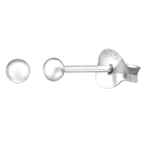 Hopeiset pallokorvakorut 2,5 mm