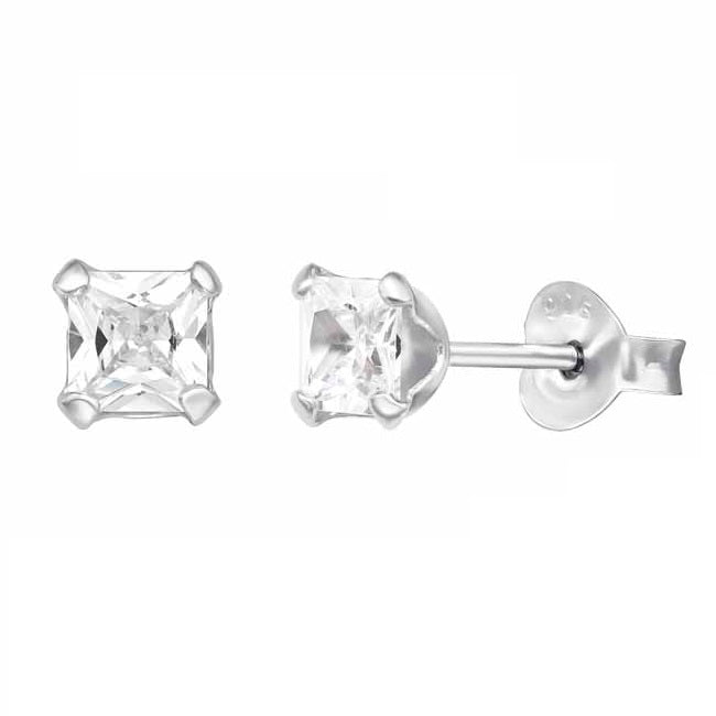 Hopeakorvakorut neliö zirkoniat 4 mm
