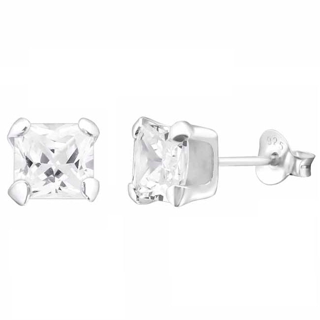 Hopeakorvakorut neliö zirkoniat 6 mm