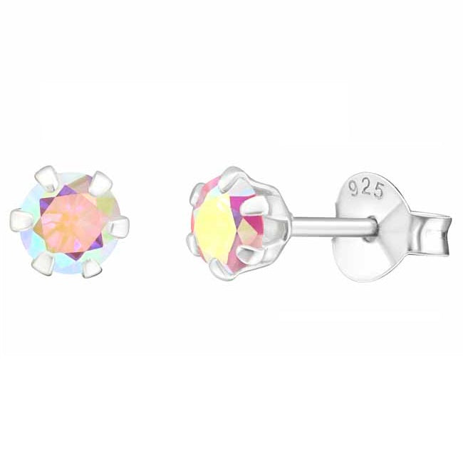 Hopeakorvakorut pyöreä zirkonia 4 mm