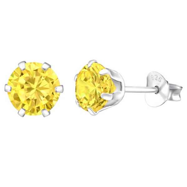 Hopeakorvakorut pyöreä zirkonia 6 mm