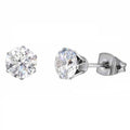 Titanium earrings clear cubic zirconia 6 mm