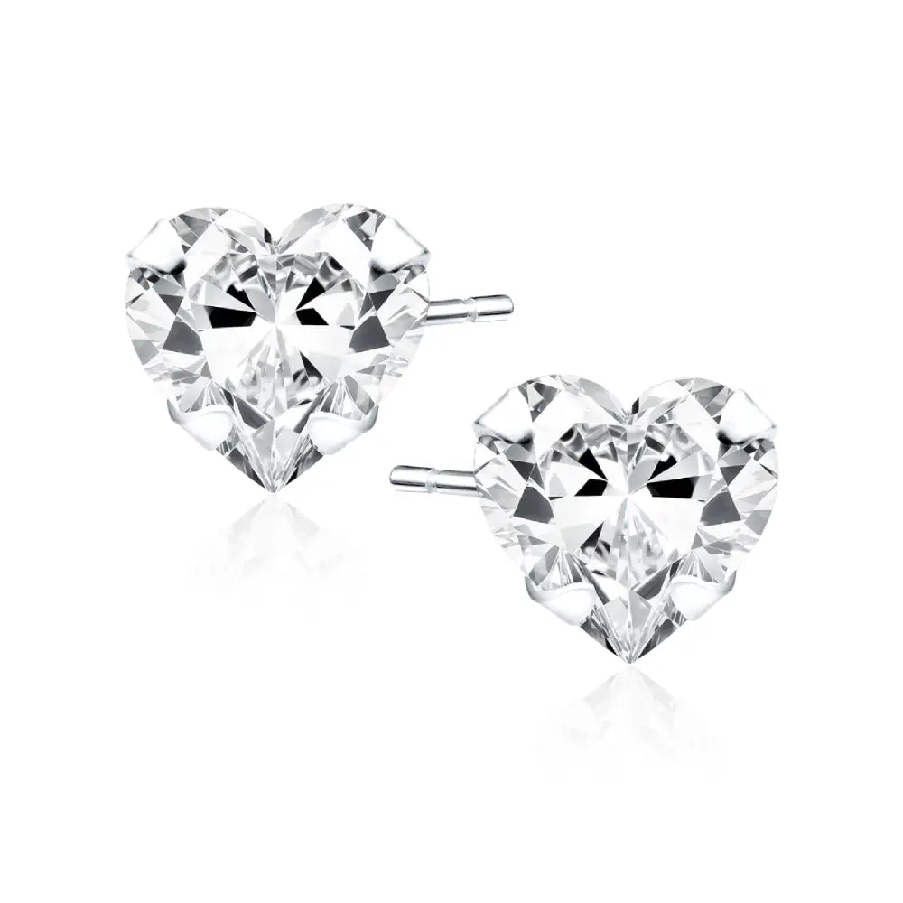 Silver earrings zirconia heart 6 mm