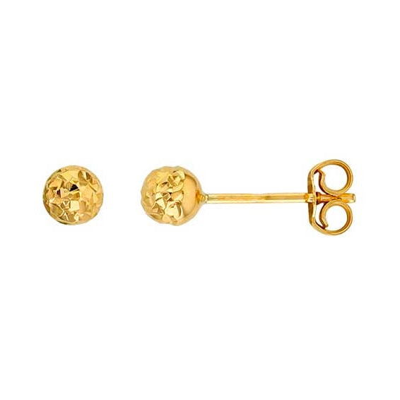 Kultaiset pallokorvakorut 4 mm timanttileikkaus