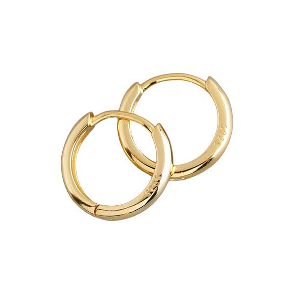 Hopeiset kullatut korvarenkaat 13,7 mm