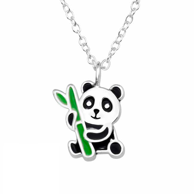 Lasten hopeinen kaulakoru panda