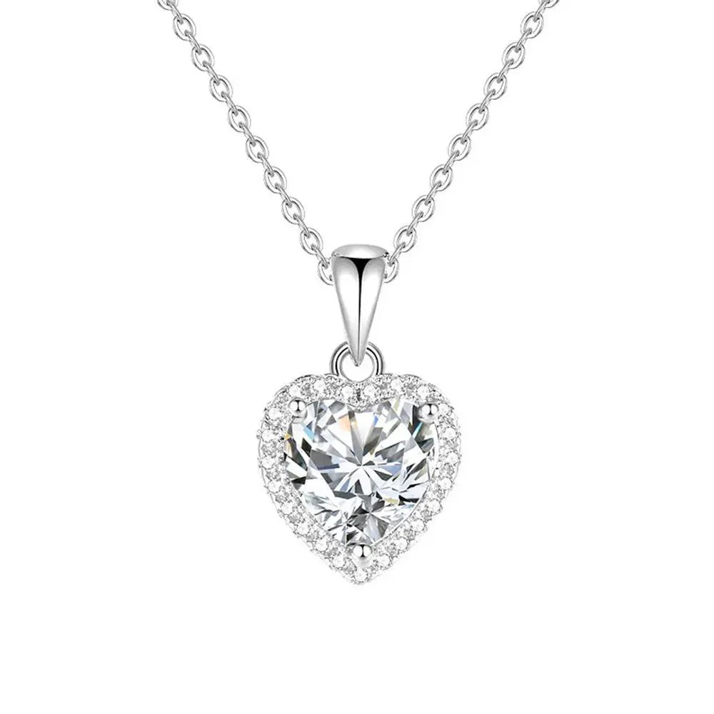 Hopeinen sydänriipus halo kirkas Trendi Koru