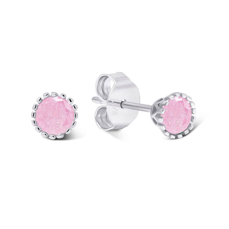 Hopeakorvakorut Vaaleanpunaisella Kivellä E-0484pink