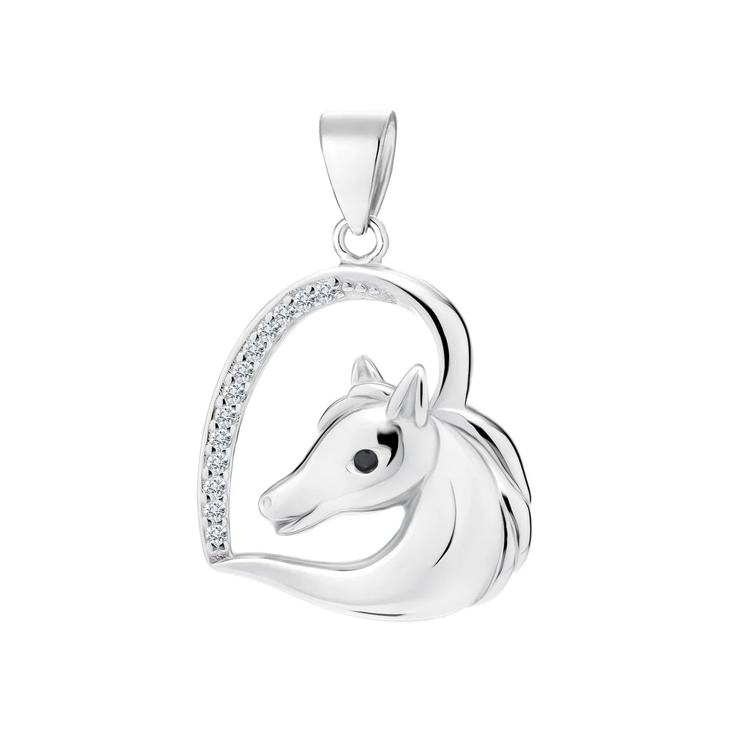 Hopeariipus hevonen ja sydän zirkoneilla Trendi Koru