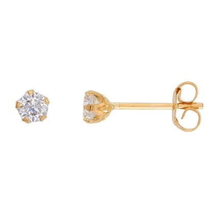 Kultaiset korvakorut zirkoniat 3 mm