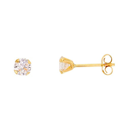 Kultaiset korvakorut zirkonia 4 mm