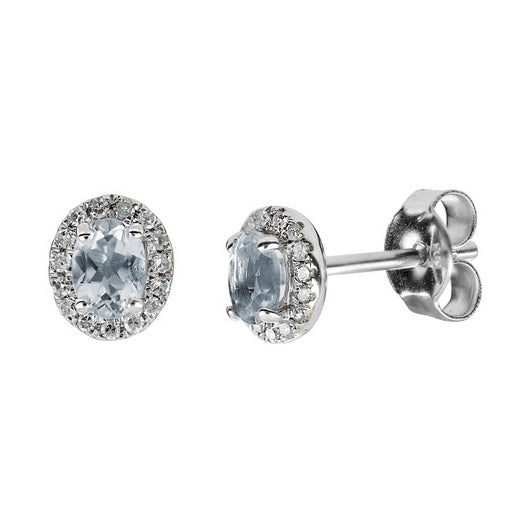 Kohinoor halo-timanttikorvakorut akvamariini 143-P7303V Kohinoor