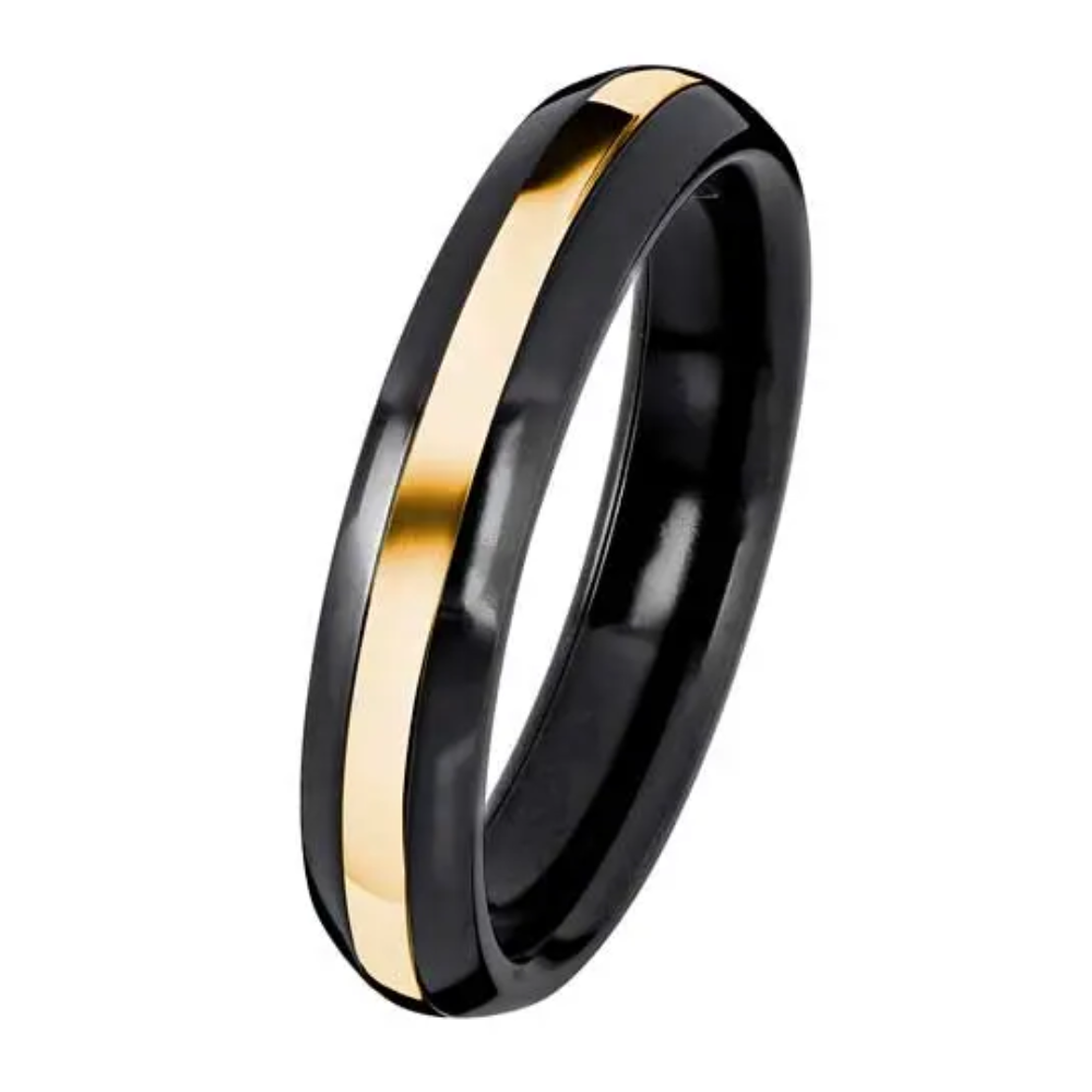 Kohinoor Duetto Black Edition musta kihlasormus 006-093 4,5 mm rungolla