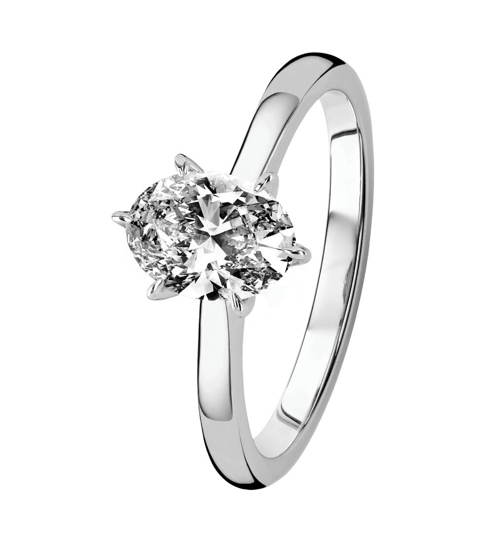 Kotimainen Kohinoor solitaire laboratoriotimanttisormus valkokultainen 2,00 mm rungolla