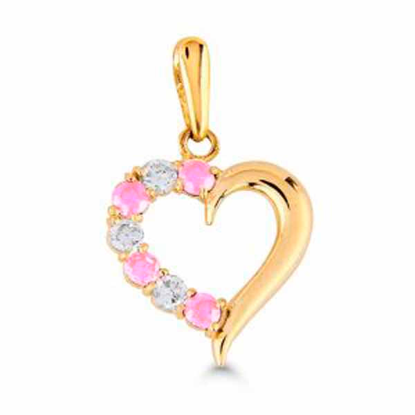 Korutuote Kultainen Sydänriipus Pinkit Zirkonit K-P8496Zpink