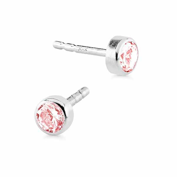 Korutuote Valkokultakorvakorut Pinkki Zirkonia 4 mm