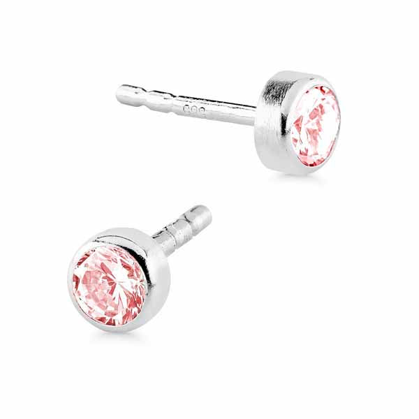 Korutuote Valkokultakorvakorut Pinkki Zirkonia 5 mm