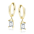 Gold-plated hoop earrings with dangling zirconia