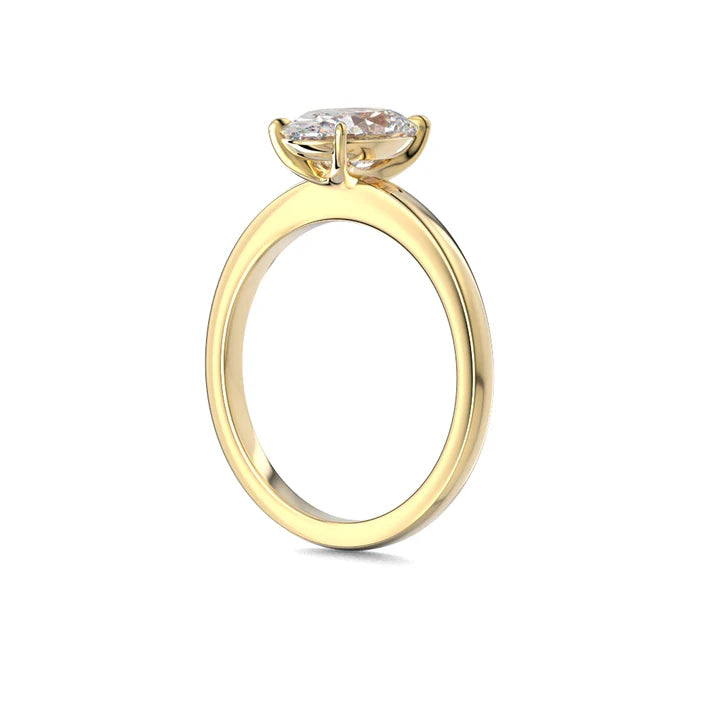 Kotimainen Festive keltakultainen timanttisormus solitaire 1,50 ct laboratoriotimantilla sivuprofiili