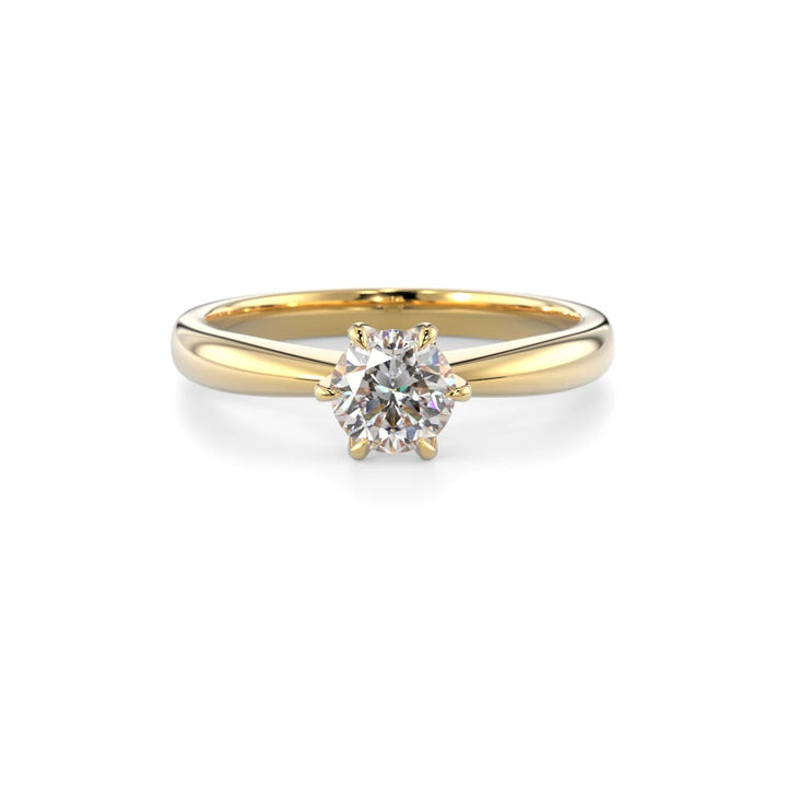 Kotimainen Festive keltakultainen timanttisormus solitaire 0,50 ct laboratoriotimantilla etuprofiili