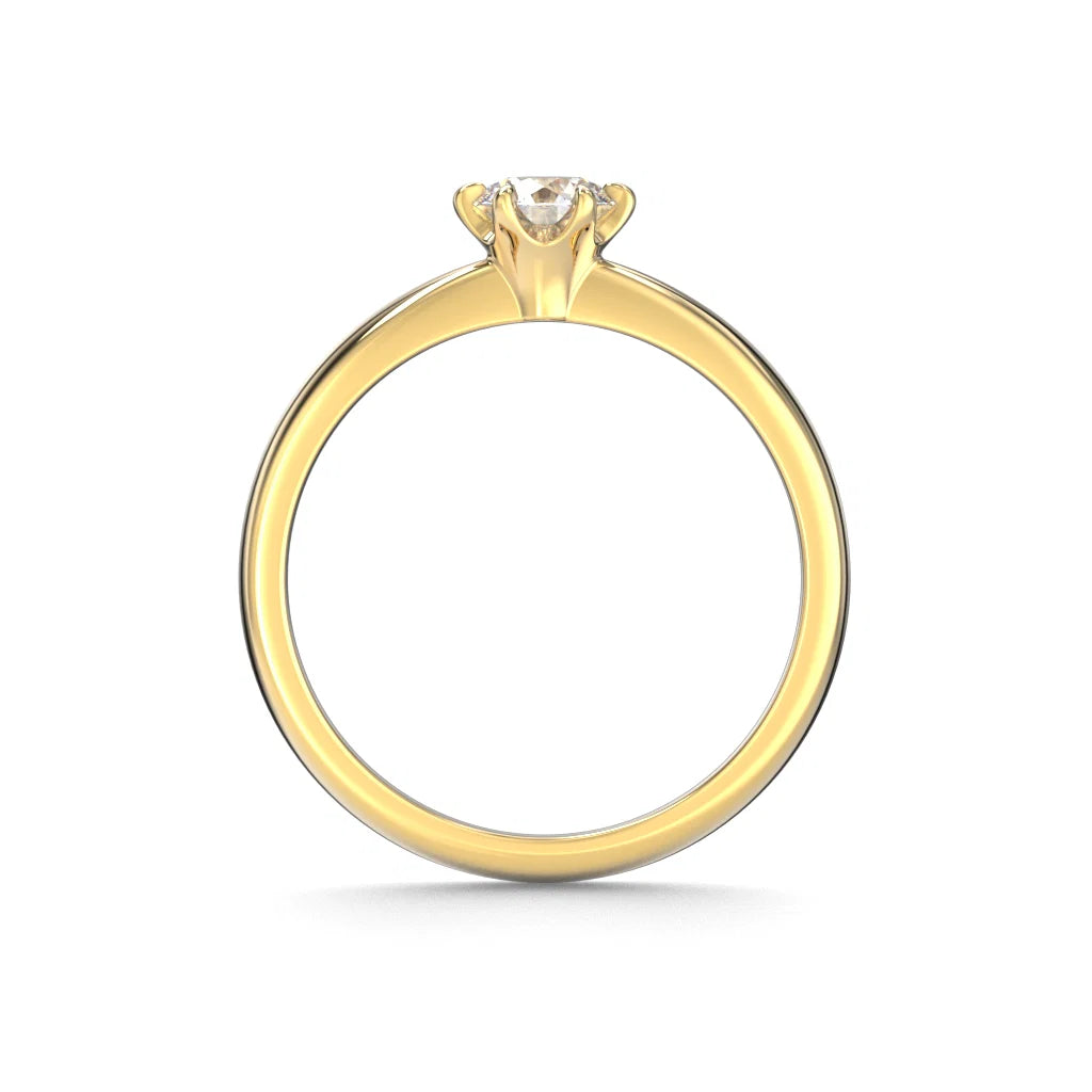 Kotimainen Festive keltakultainen timanttisormus solitaire 0,50 ct laboratoriotimantilla sivuprofiili