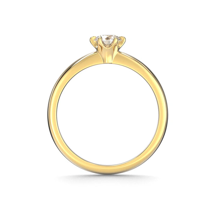 Kotimainen Festive keltakultainen timanttisormus solitaire 0,50 ct laboratoriotimantilla sivuprofiili
