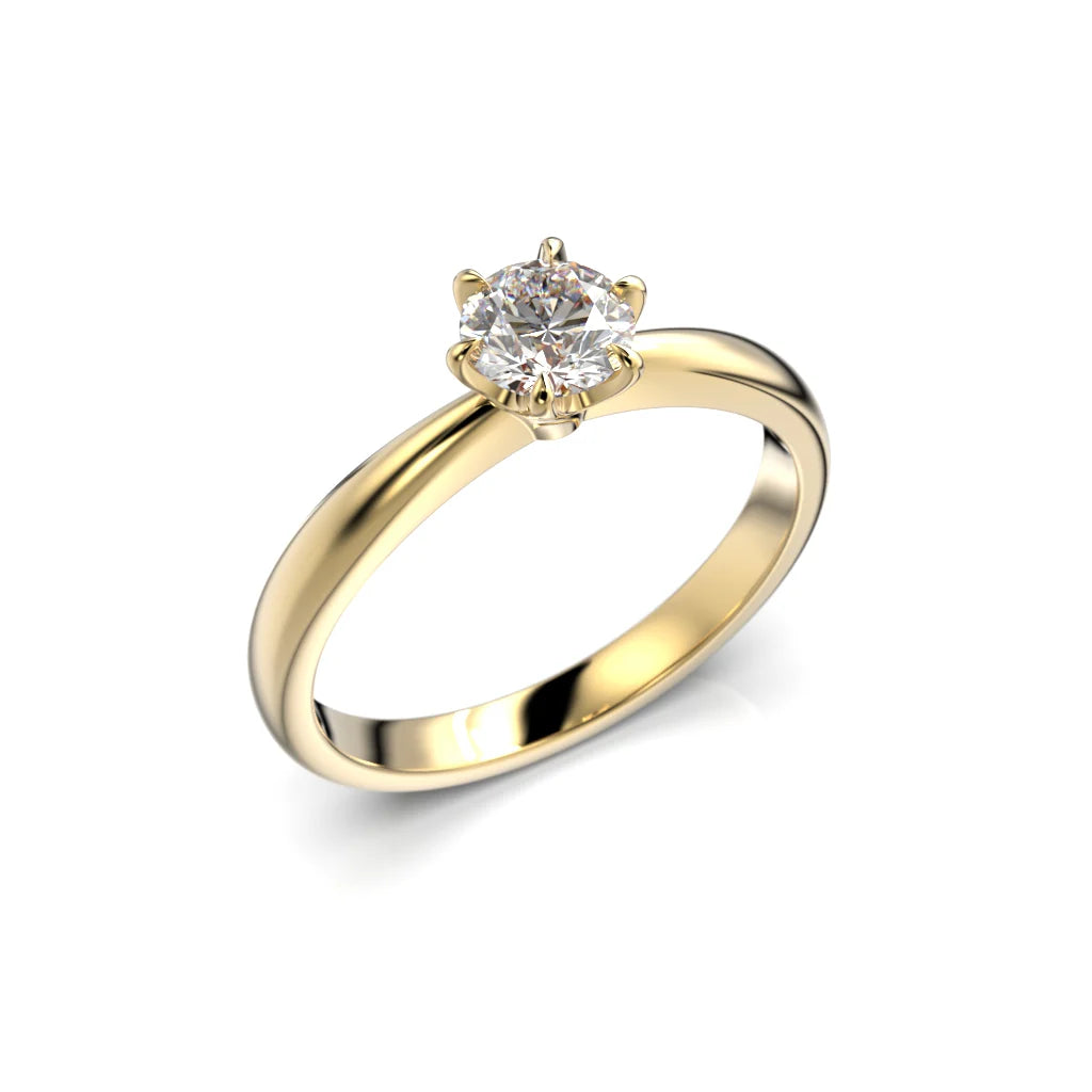 Kotimainen Festive keltakultainen timanttisormus solitaire 0,50 ct laboratoriotimantilla
