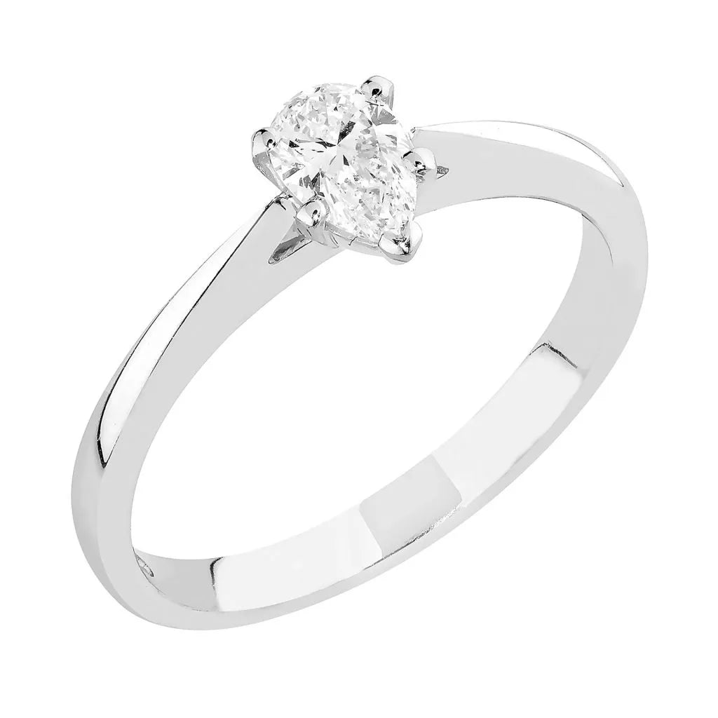 Kotimainen Sandberg Kastepisara valkokulta solitaire timanttisormus 2,2 mm