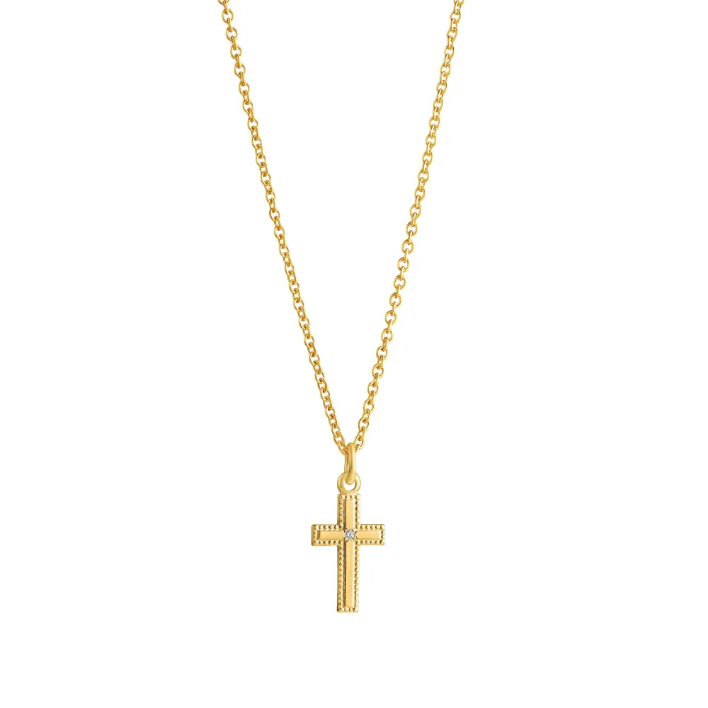 Kullattu hopeinen rippiristi timantilla Top Gold