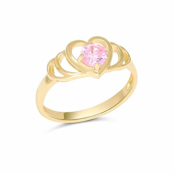 Kultainen kastesormus sydän BR-1292pink