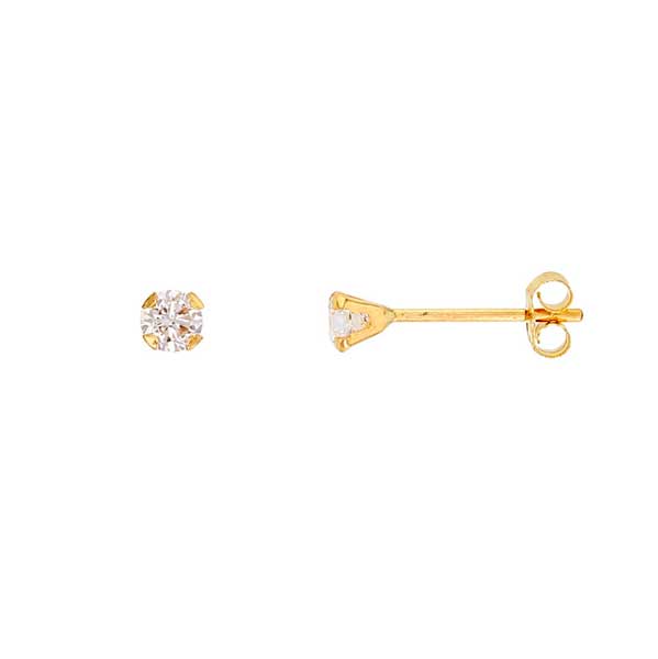 Kultaiset korvakorut zirkonia 3 mm