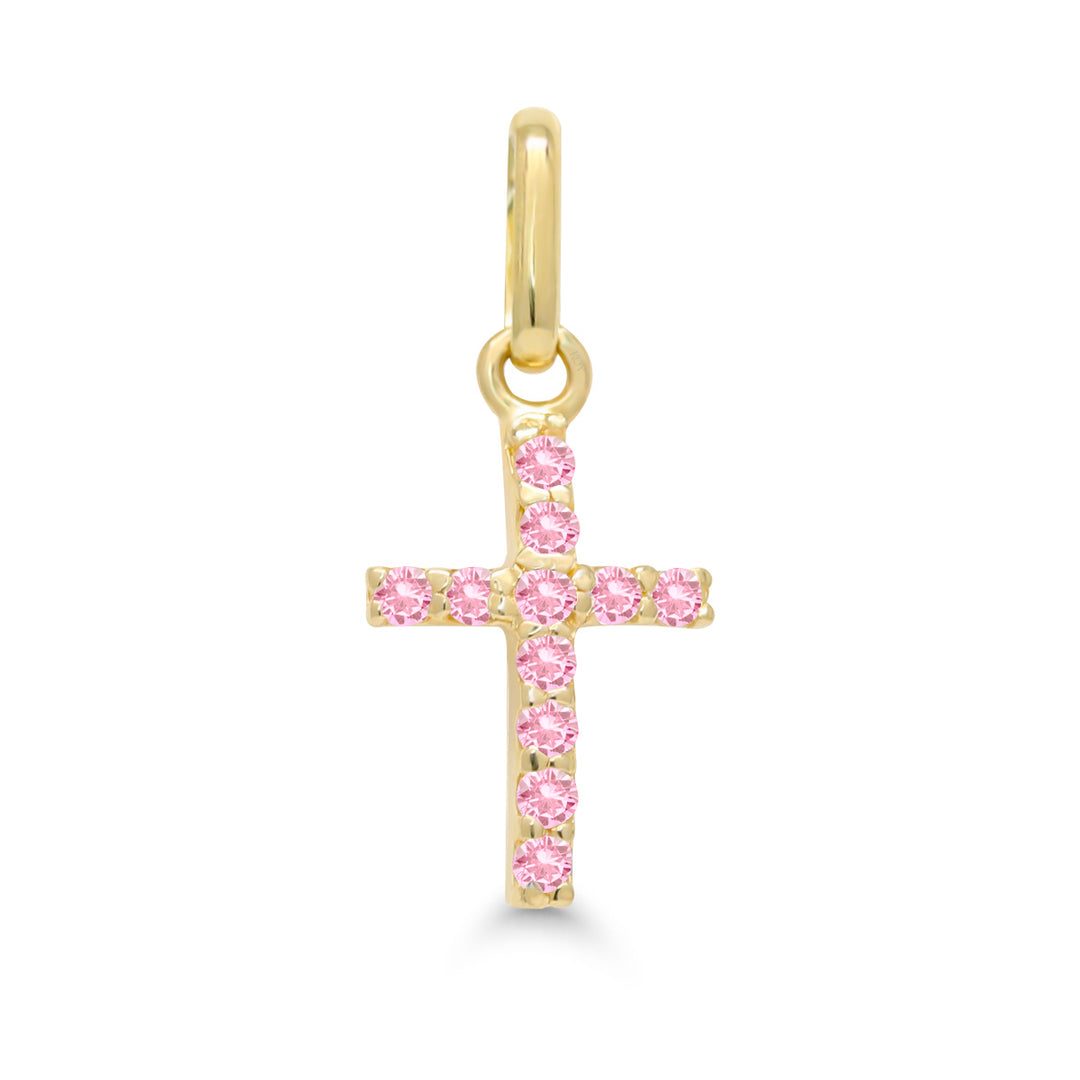 Kultainen ristiriipus zirkoneilla LMP-7531Zpink Korutuote
