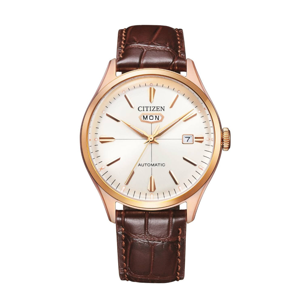 NH8393-05A citizen automaatti rannekello nahkarannekkeella