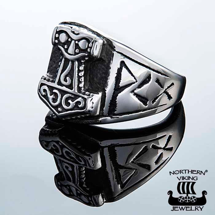 Northern Viking Jewelry Black Thorin Vasara sormus