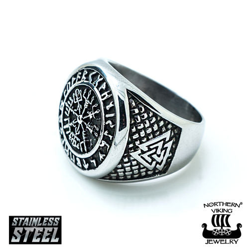 Northern Viking Jewelry Vegvisir sormus NVJSO020