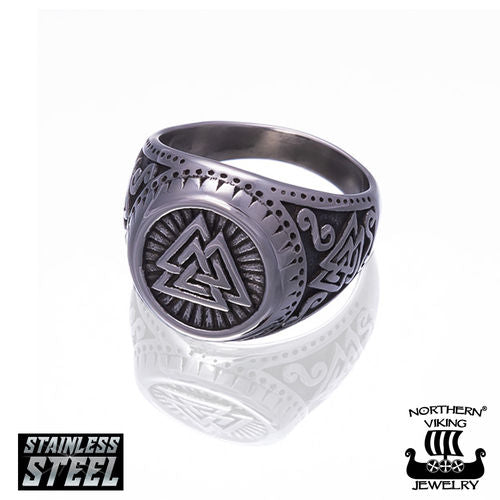 Northern Viking Jewelry Shield Valknut sormus