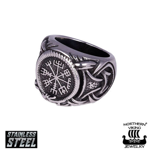 Northern Viking Jewelry Vegvisir with Jormungandr sormus
