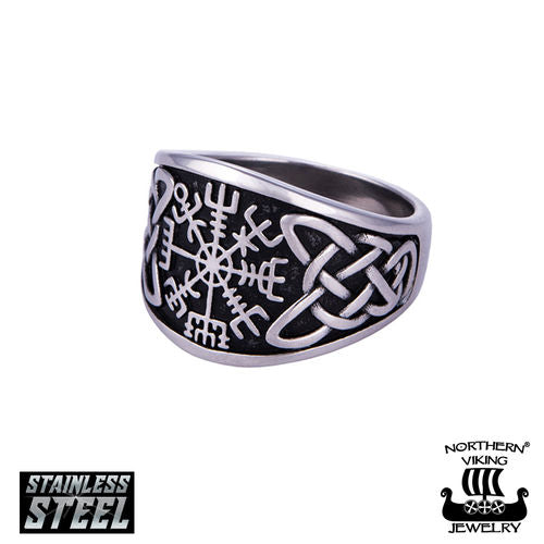 Northern Viking Jewelry Concave Vegvisir sormus