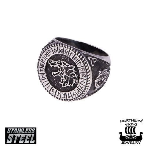 Northern Viking Jewelry Fenrir Rune sormus