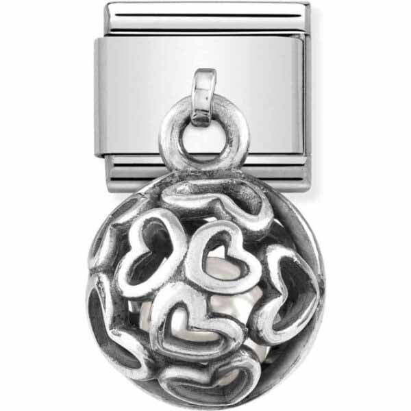 Nomination Classic Silvershine Charm Sydän helmi