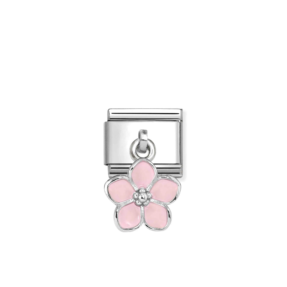 Nomination-pala Classic Silvershine Charm Pinkki Vaaleanpunainen Kukka 331805/23