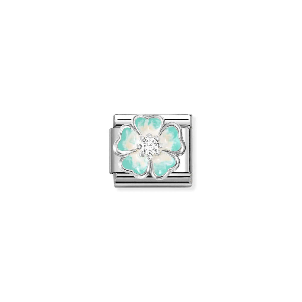 Nomination-pala Classic Silvershine Green shaded Flower 330321/18