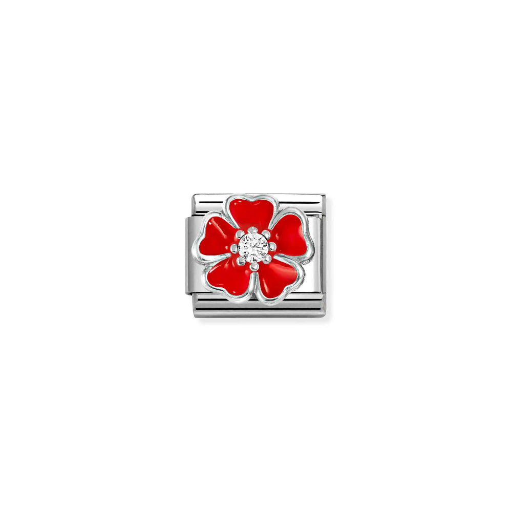 Nomination-pala Classic Silvershine Red Flower 330321/20