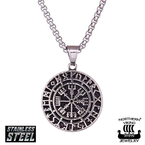 Northern Viking Jewelry Riimu Vegvisir kaulakoru NVJRS072