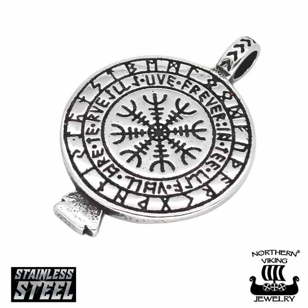Northern Viking Jewelry Vegvisir Raven kaulakoru NVJRS131