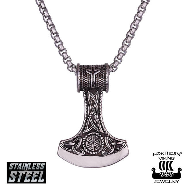 Northern Viking Jewelry Algiz Axehead Kaulakoru NVJRS066
